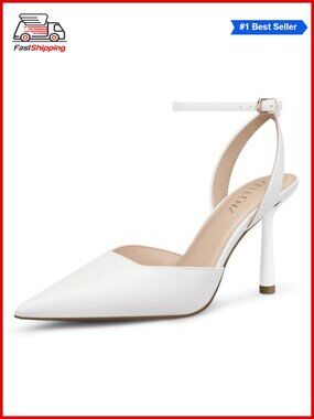 ✨Women Stiletto Heel Pumps Closed Toe Strappy High Heels Faux Leather Formal
